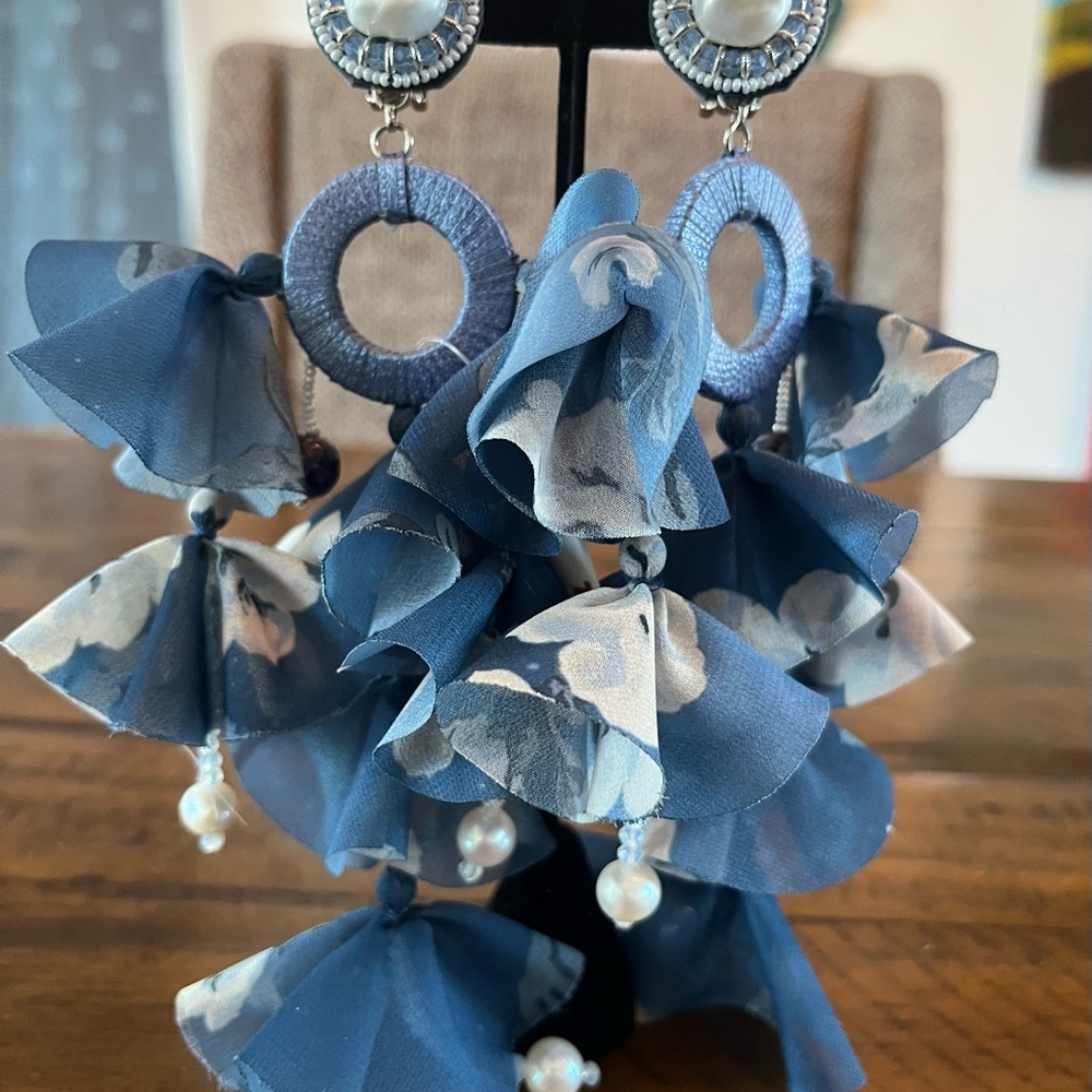 Elegant Blue Statement Earrings